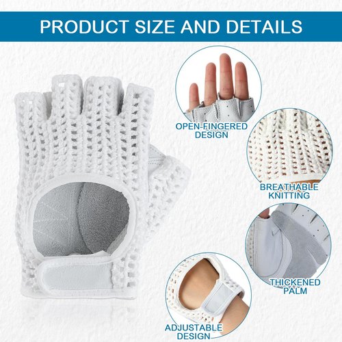 Seenelling Men's Fingerless Golf Glove 11 x 14 cm Half Finger Golf Glove Open-Finger Adjustable Breathable Hot Weather for Men(White)