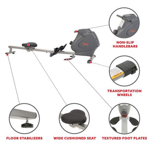 Sunny Health & Fitness Multifunction Premium Magnetic Indoor Rowing Machine - SF-RW5941