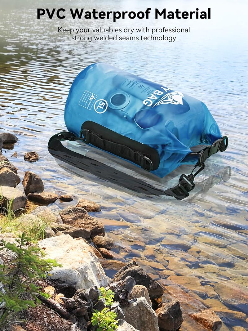 HEETA Dry Bag Waterproof Backpack 5L-40L with Blue 20L - Touchscreen Phone Case Included