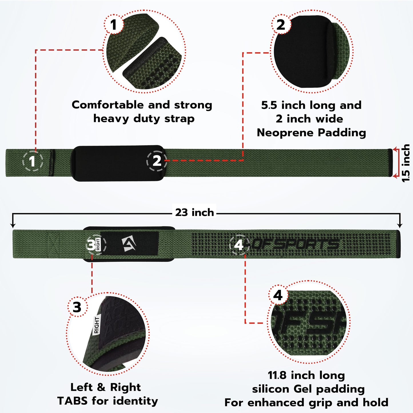 AQF Weight Lifting Straps, Padded Cotton Gym Wrist Straps for Deadlifts