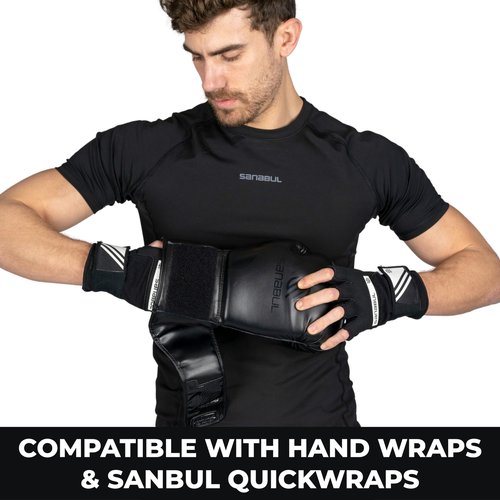 Sanabul Essential Gel Boxing Gloves for Men & Women, Kickboxing MMA, Muay Thai Gloves and Heavy Bag Training Punching & Sparring, AllBlack 16 oz