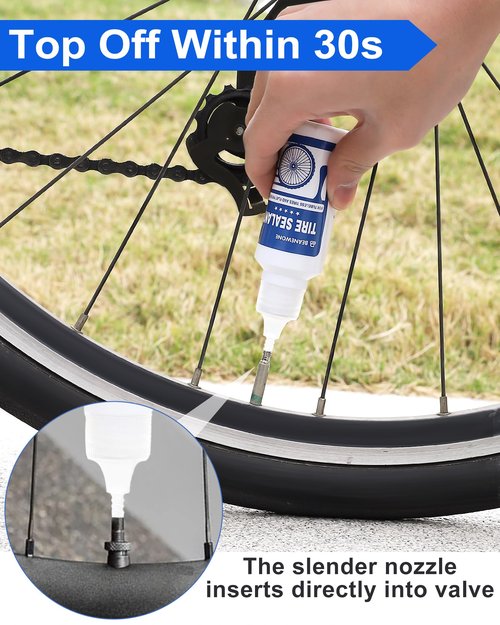 Beanewone Tubeless Tire Sealant, Tubeless Bike Sealant - 2oz per Bottle, Long-Lasting for MTB, No Tubes and Tubeless Tires. No Tire Removal, Directly Refills in Under 30s(2oz X 3 Bottles)