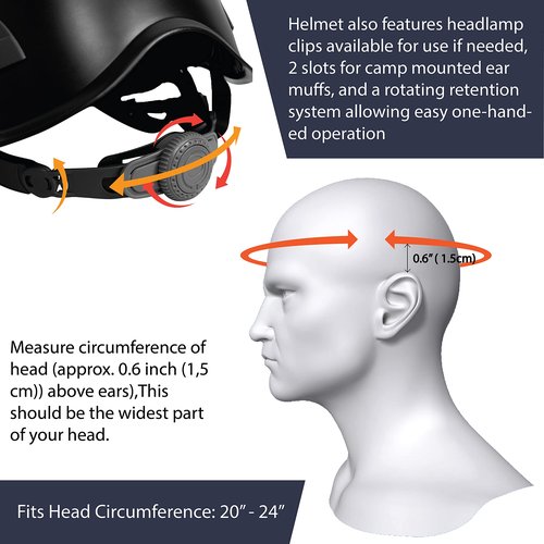 Fusion Climb Meka II Climbing and Zipline Safety Helmet - Black, 6.25-Inch H x 10.3-Inch L x 8.25-Inch W