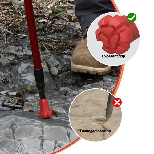 AWINNER Hiking Pole Tips, 4Pcs, Rubber, Wear & Tear Resistant, for Trekking Poles, Walking Sticks, Hiking Canes