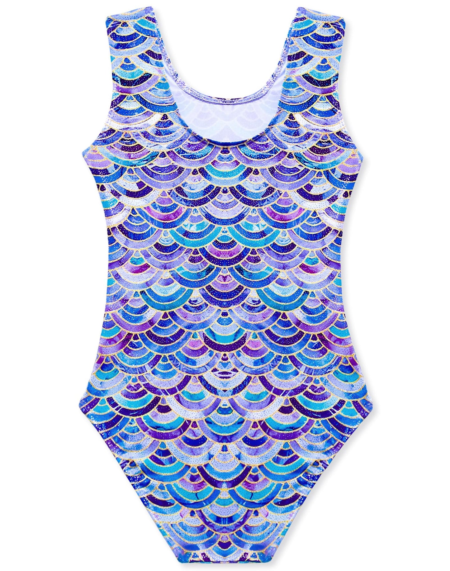 Domusgo Gymnastics Leotards for Girls Size 7-8 Years Old Colorful Scale Sparkly One Piece Tumbling Outfits