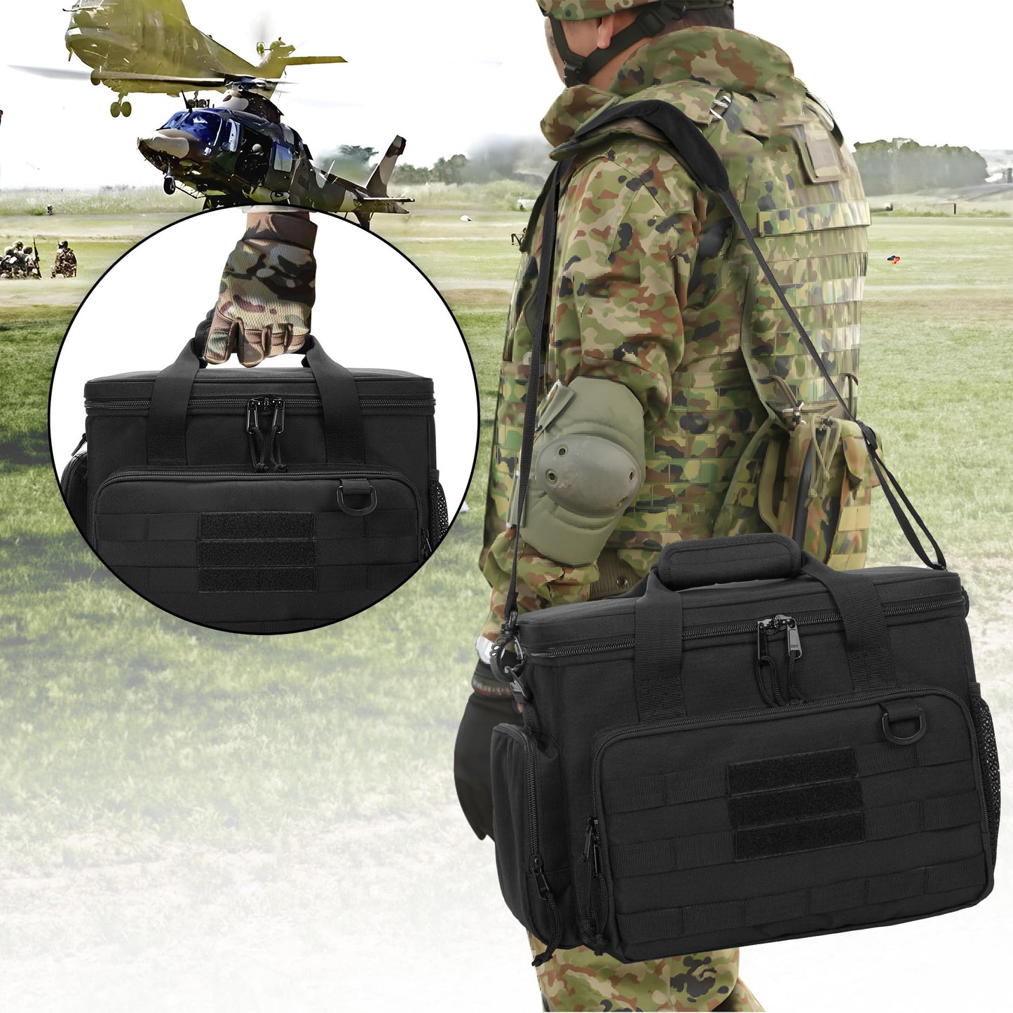 DSLEAF Gun Range Bag with 2 Pistol Cases, Pistol Range Bag for Handguns