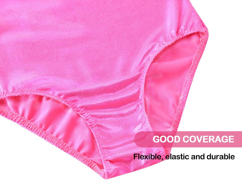 Domusgo Gymnastics Leotards for Girls Size 6-7 Years Old Sparkly One Piece Rose Red Practice Dance Outfits