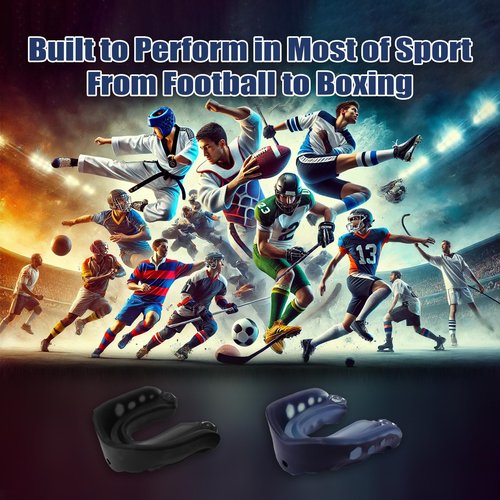 KLASHE Kids Sports Mouthguard Football Mouth Guard, 2 Pack with Case and Strap Mouth Guard Football, 1.7 x 1.96 inches, for Boxing, Basketball, Hockey, Ages 4-8