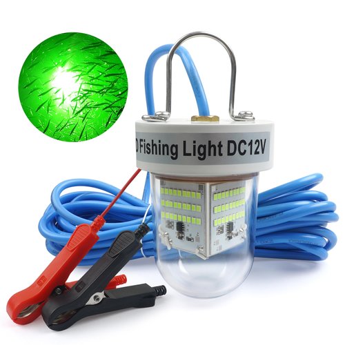 Underwater Fishing Light 80W 12V 40000 Lumens Green Attracting Fish Lights LED Submersible Fish Finder Lamp IP68 Waterproof for Freshwater and Saltwater Short