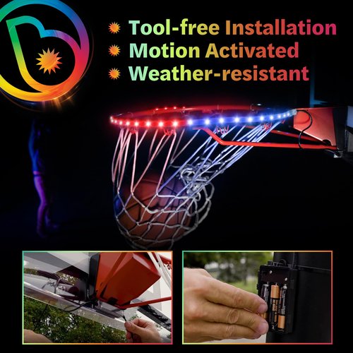 Brightz HoopBrightz LED Basketball Hoop Light - Basketball Gifts for Boys 10 8 12 14 - Light Up Basketball Hoop for Kids - Basketball Accessories for Boys - Outdoor Summer Fun Games for All Ages