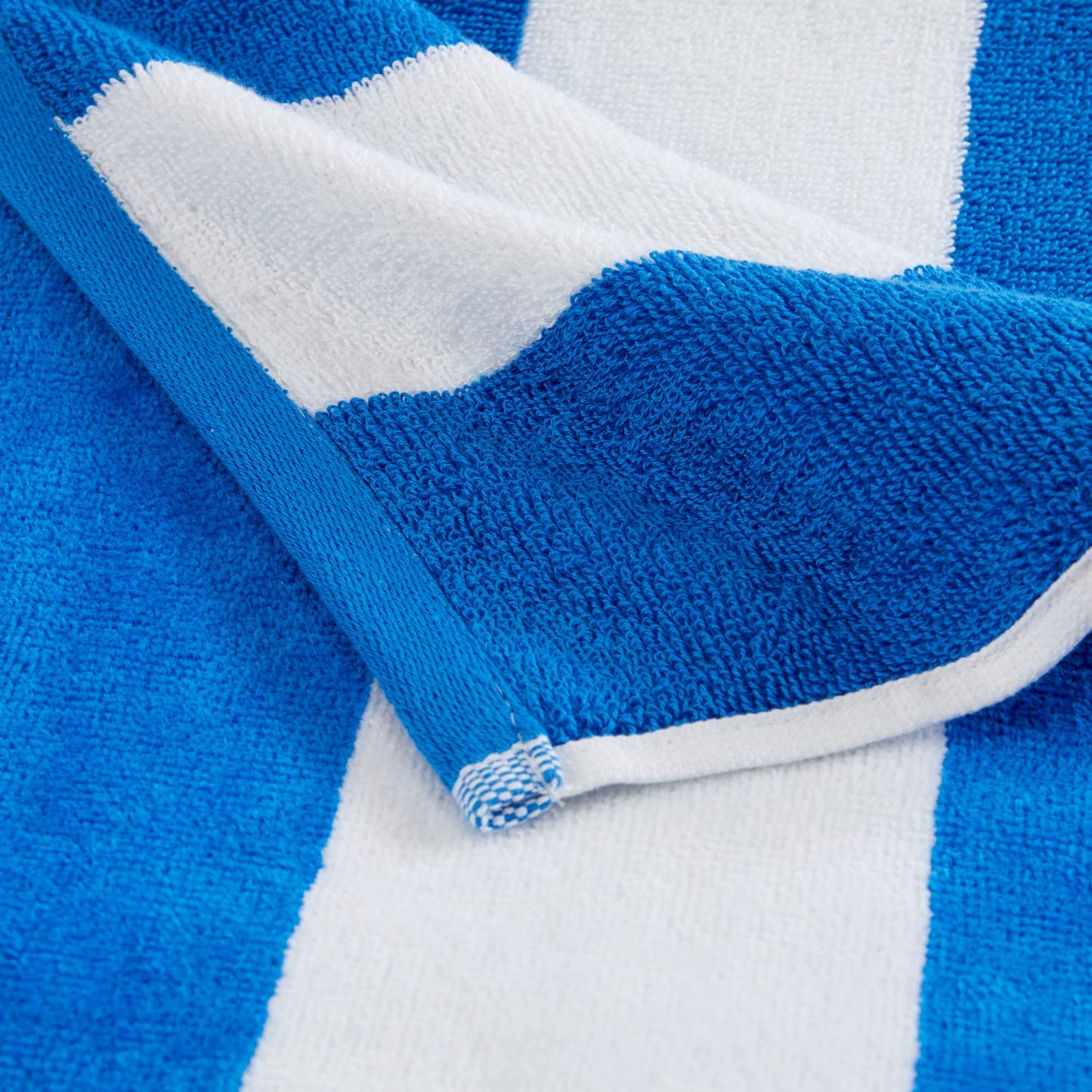 Market & Place 100% Cotton Velour Cabana Stripe Beach Towel Set 30" x 60" - Ultra Soft, Plush, & Highly Absorbent Towels for Pool, Beach, & Swimming. Marina Collection (4-Pack, Royal Blue)