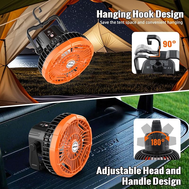 AIPSET Magnetic Golf Cart Fan 48 Hrs Runtime, 10400mAh, LED Lights, Universal Fit 1