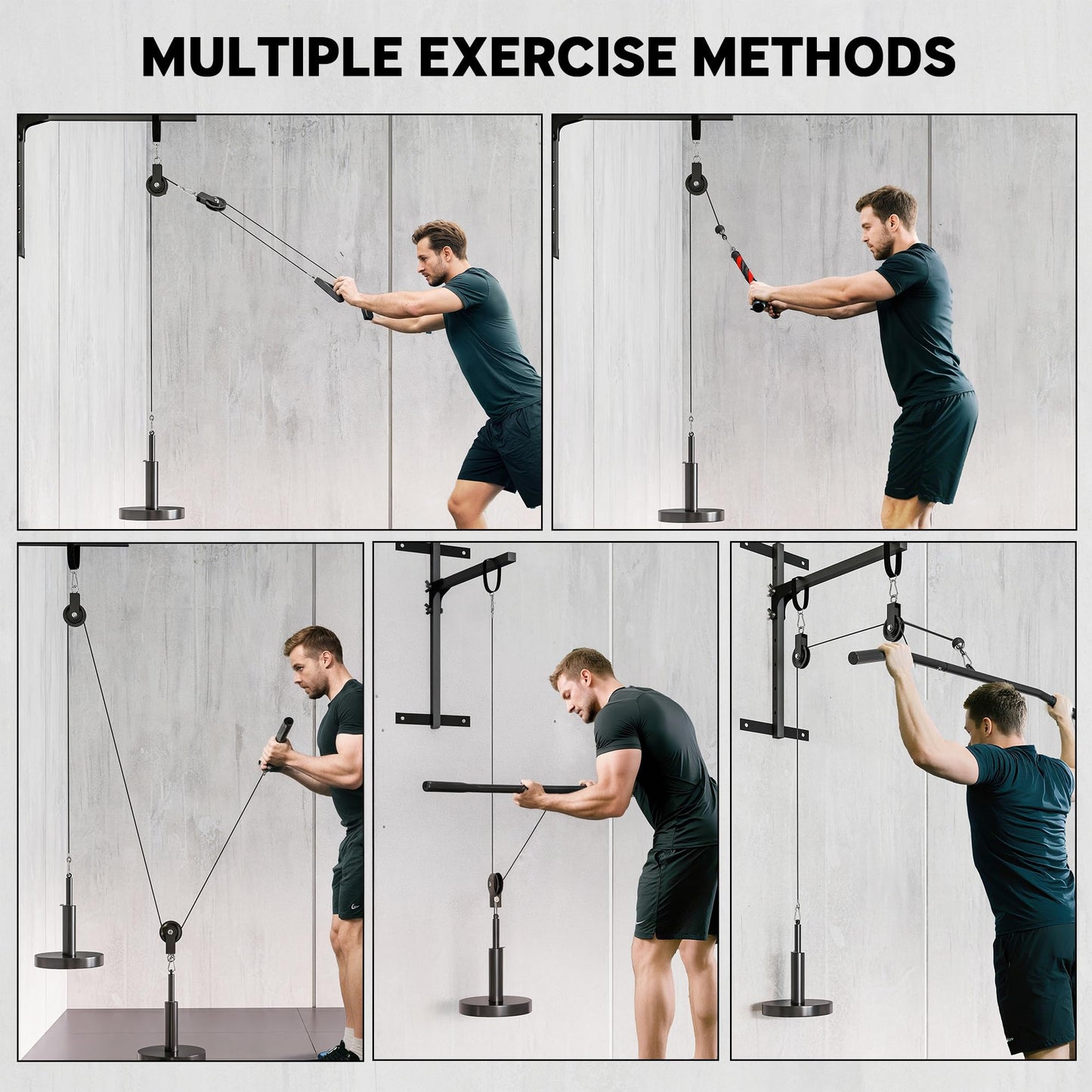 Soozier Weight Cable Pulley System Gym, Pulley System for Home Gym, Cable Machine Power Rack Pulley Attachment for LAT Pull Down, Biceps Curl, Tricep Workout, Red
