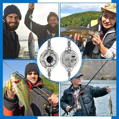 Glooglitter 10 Pcs LED Underwater Fishing Light Deep Drop Light Ice Fishing Fish Eye Lure Lighted Bait, Deep Sea LED Lures Kit, Underwater Flasher Lures