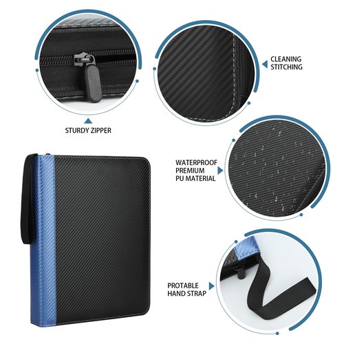 TCGUARD 9 Pockets Trading Card Binder with Sleeves Card Organizer, 900 Double Sided Pocket PU Card Collection Binder, Baseball Binder,for Sports Card, MTG, TCG Yugioh Card (Blue)