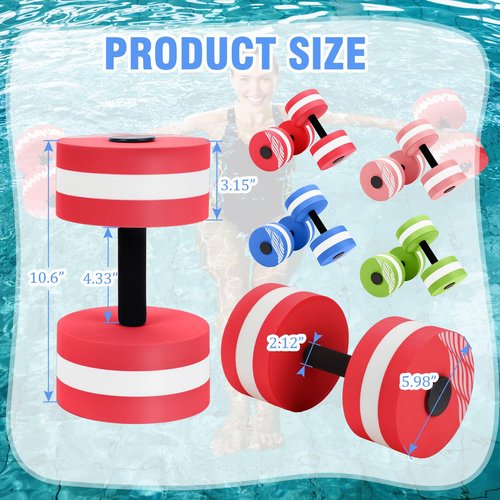 Wettarn Set of 8 Lightweight Aquatic Exercise Dumbells, Aquatic Fitness Barbells for Water Aerobic, Sports Water Weights Pool Exercise Dumbbell Eva-Foam Resistance Aquatic Fitness Barbells Equipment