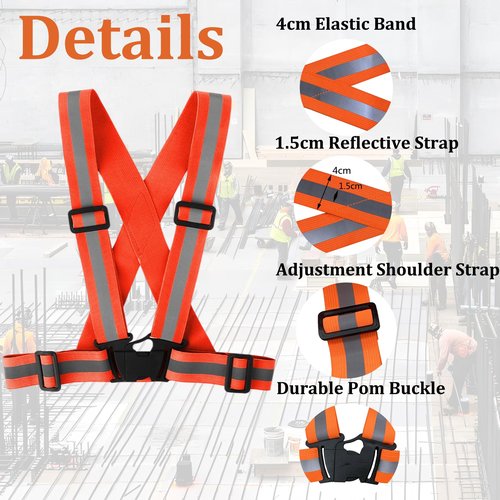 Reflective Vest, 3Pack High Visibility Reflective Safety Vest with Emergency Whistle 360° Adjustable Elastic Running Reflective Gear for Construction,Cycling (Fluorescent green+Orange+Red)