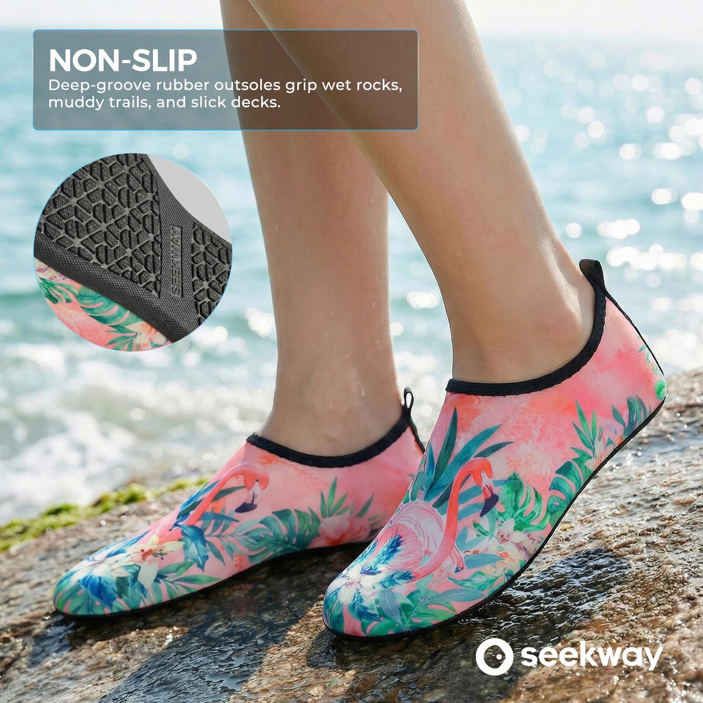 SEEKWAY Water Shoes Barefoot Aqua Socks Quick-Dry Non Slip Shoes for Beach Swim Pool River Boating Surf Women Men Bird SK002(U)