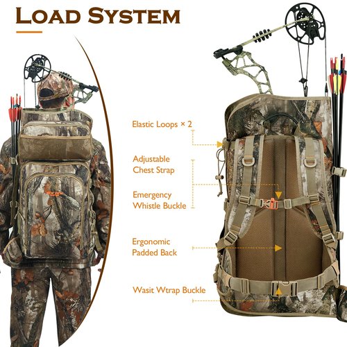 NEW VIEW Bow Hunting Backpack with Bow Holder, Camo Bow Case for Compound Bow, Tree Saddle Hunting Pack, Large Capacity Archery Backpack for Men and Women