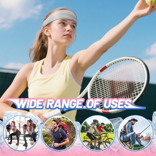 Cooling Headbands for Men Women - 4Pcs Highly Elastic Quick Chilly Workout Sweat Band, Comfortable Moisture Wicking Hairband for Summer Outdoor Running Cycling Work (Black Gray Sky Blue Rose Red)