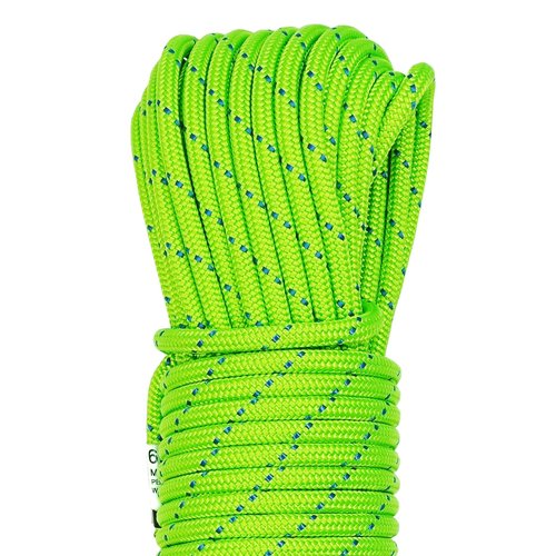 GM CLIMBING 6mm Accessory Cord Rope Double Braid CE/UIAA (Green, 20ft)