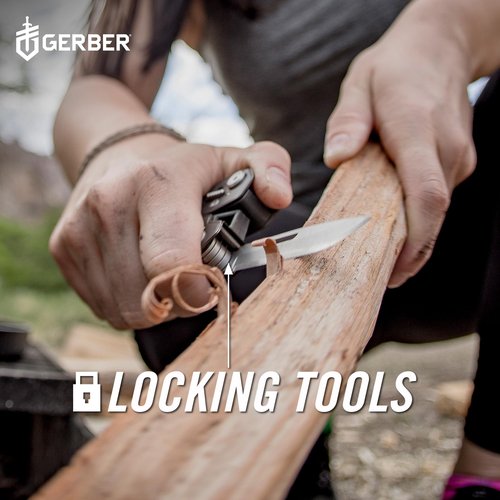 Gerber Gear Truss 17-in-1 Multitool with Pocket Knife and Needle Nose Pliers - Gifts for Men, Compact EDC Gear, Black with Standard Sheath