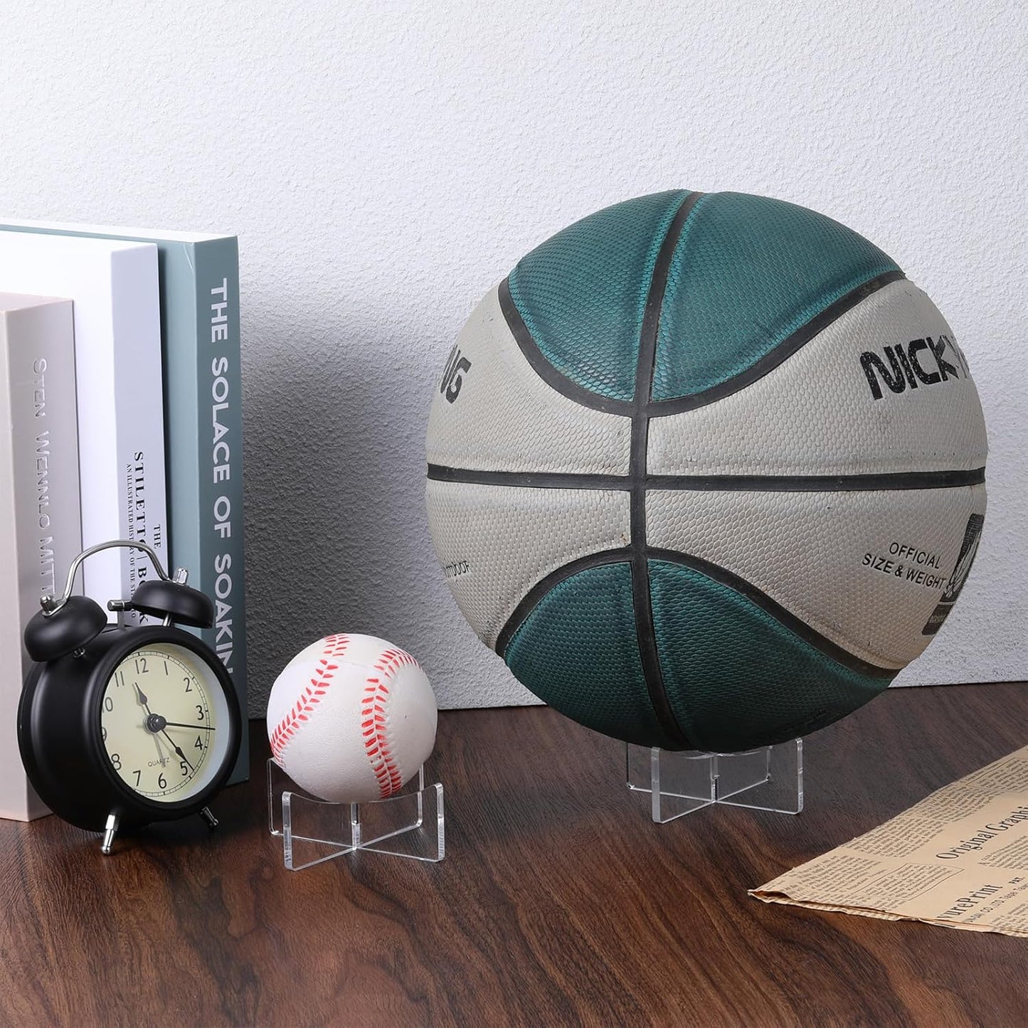 3 Pcs Acrylic Ball Stand Holder, Basketball Stand Ball Display Holder Clear Balls Storage Rack Display Stands for Football Softball Volleyball Baseball Soccer Rugby