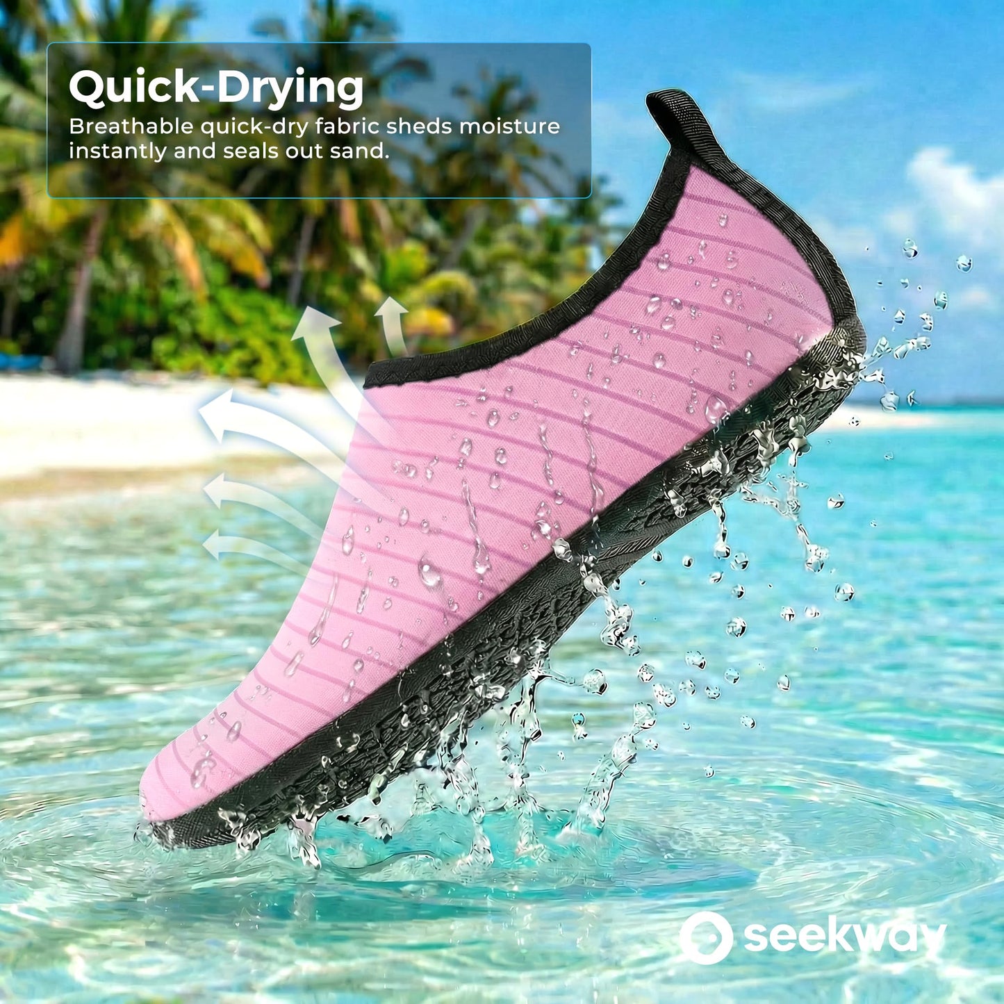SEEKWAY Water Shoes Quick-Dry Aqua Socks Barefoot Non Slip for Beach Swim Yoga Pool Lake Surf Women Men Pink SK002(U)