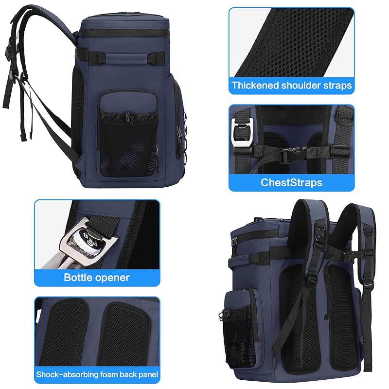 Dark Blue Large 37L Insulated Leak-Proof Cooler Backpack