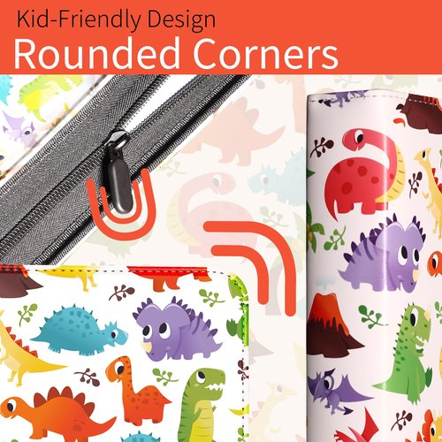 4 Pocket Card Binder for Yoto Cards - Double Sided Hold up 400 Pockets with 50 Removable Sleeves Premium Zipper PU Cover, Dino