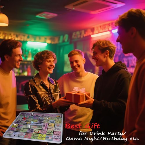 Drinking Game Mat for Adults, Drinking Board Game, Party Board Games for Game Night, Birthday, Family Play or Any Occasion(2-8 Players, Age 21+)