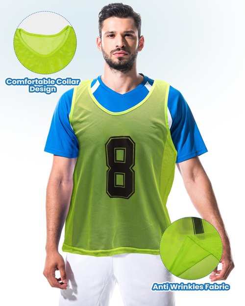 Suhine 48 Pcs Pinnies for Sports Double Soccer Penny Soccer Pinnies Scrimmage Vests Mesh Basketball Team Practice Jersey (Basic Style,Adult Size)