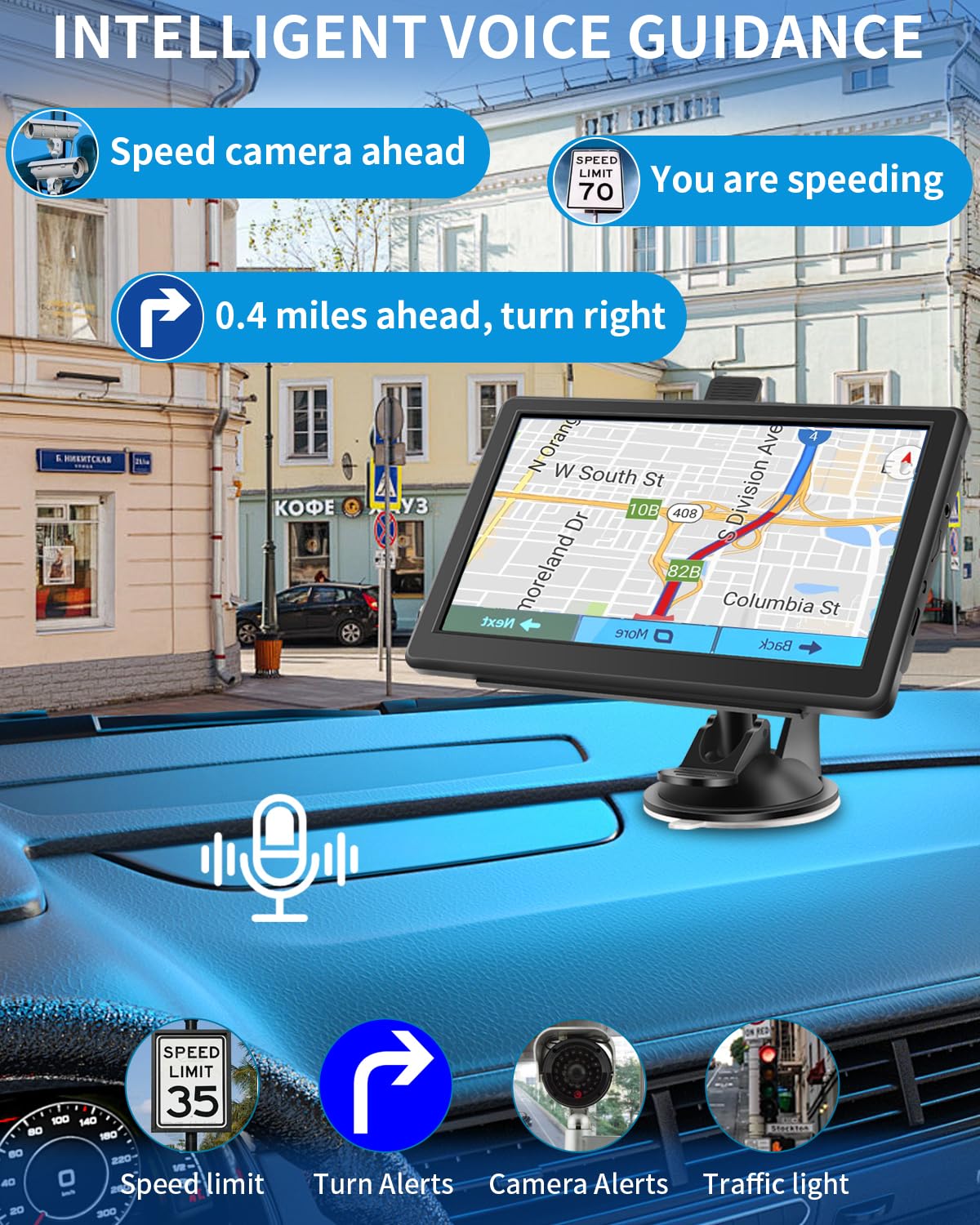 GPS Navigator for Car, 2026 Latest Map GPS for Car with 7'' Touchscreen, Free Lifetime Updates, Car Navigation with Voice Guidance, Speed & Red Light Warning for Truck RV Cars