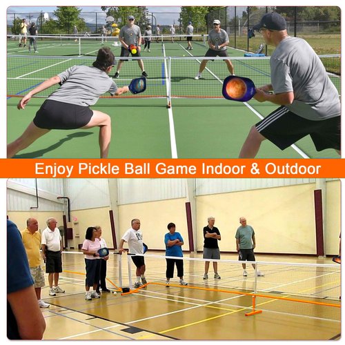 Zdgao Pickleball Net for Driveway with 4 Pickle Balls, 22FT Pickleball Net Regulation Size with Carrying Bag and Weather Resistance Strong Steel Fram