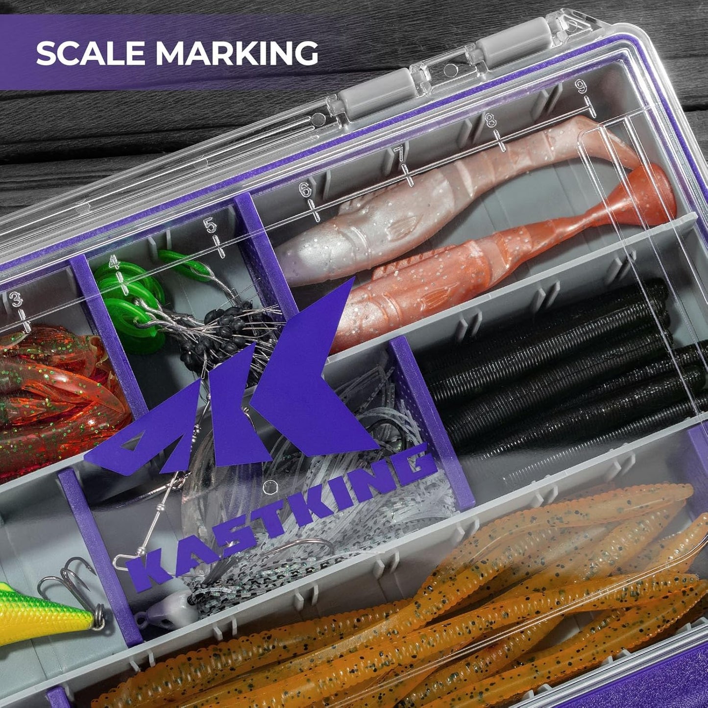 KastKing HyperSeal Waterproof Tackle Box — Royale Family Edition, Waterproof 3600 and 3700 Tackle Trays, Fishing Tackle Box Organizer with Removable Dividers