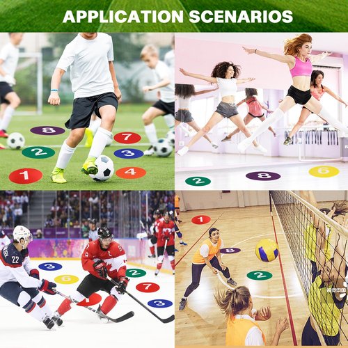 Nuburbur 9 Inch Poly Spots, 10/24 PCS Anti-Slip Spot Markers Floor Spots, Waterproof Flat Filed Cones Poly Dots for Agility Drills, Basketball, Football Training, Sport Activities and Exercise