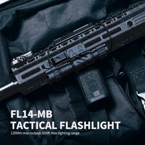 Feyachi M Lock Tactical Flashlight 1200 Lumens, with Offset Mount & Pressure Switch, 200m Beam, 4H Runtime, Rainproof and Shockproof