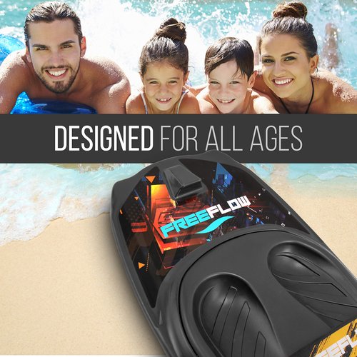 SereneLife Water Sport Kneeboard with Hook for Kids & Adults, Kneeboard with Strap for Boating, Waterboarding, Kneeling Boogie Boarding, Knee Surfing, (SLKB20), Black, 50.0’’ x 20.0’’ x 4.5’’