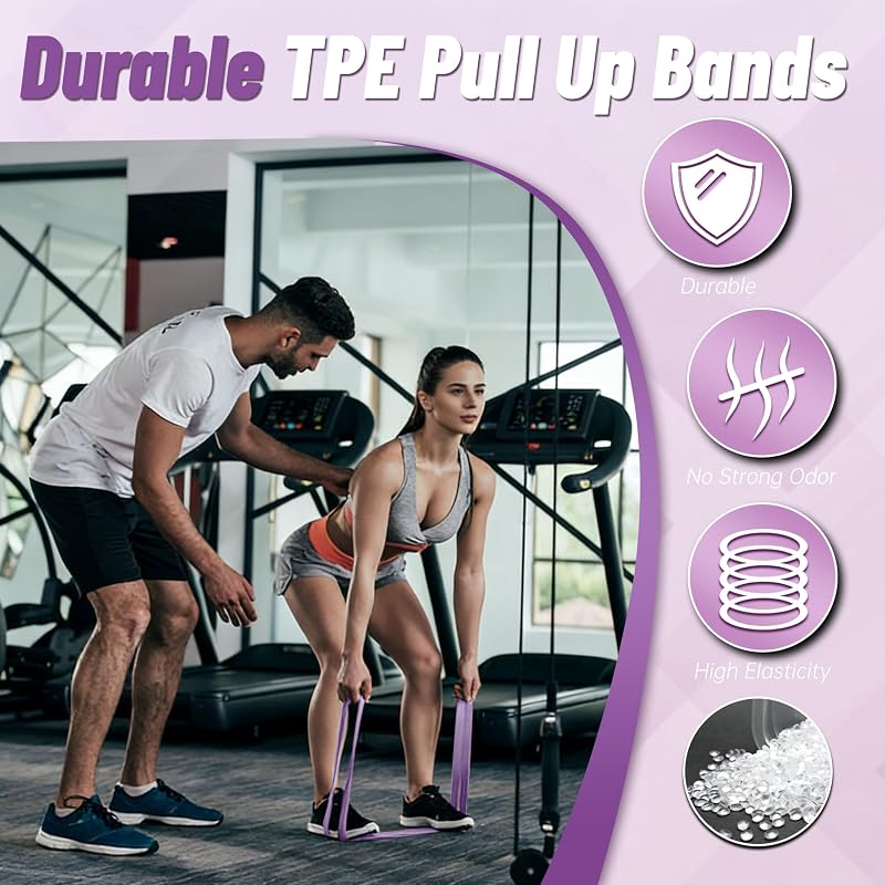 4-Level Resistance Bands Set with Purple Gradient — Pull Up Assistance Bands