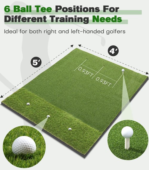 Premium Dual-Turf Golf Mat: 5x4ft Thickened for Backyard, Driving Range, Indoor & Outdoor Practice Hitting, Swing & Chipping, Ideal Gifts for Men Dad