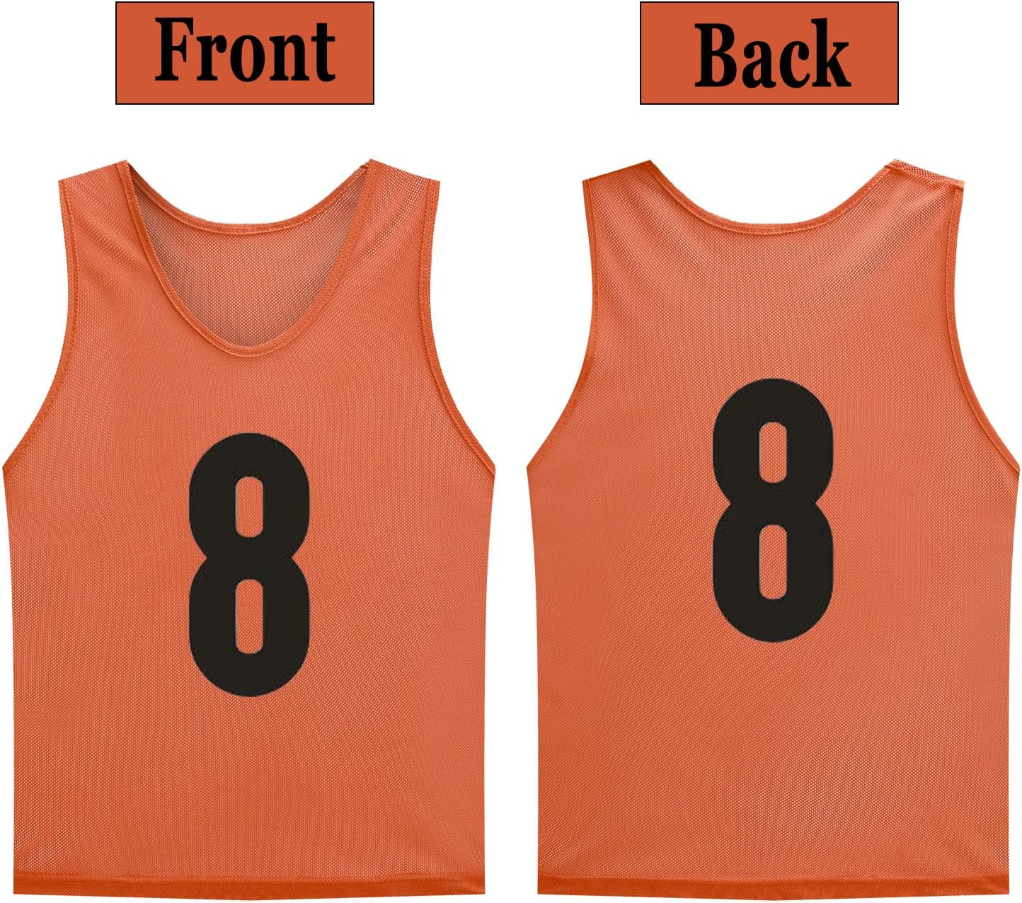 12 Pack(1-12) Numbered Jerseys/Soccer Bibs/Scrimmage Pinnies/Team Training Vest for Adult Youth Kids.