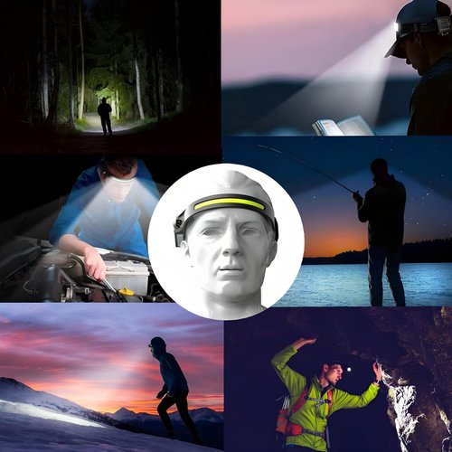 LunoMart Rechargeable LED Headlamps (2-Pack) ??Water-Resistant with USB-C Charging, 230° Wide-Beam, and Motion Sensor ??Perfect for Outdoor Camping, Hiking, Running, Fishing, and Work Use