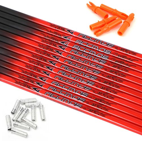 PHILOCS 6/12pc Custom Length Carbon Arrow Shafts Spine 300 340 400 500 600 700 800 with Inserts Nocks DIY Kits Set Targeting Hunting Arrow Tube Rod for Traditional Bow Long-Bow Recurve Compound Bow