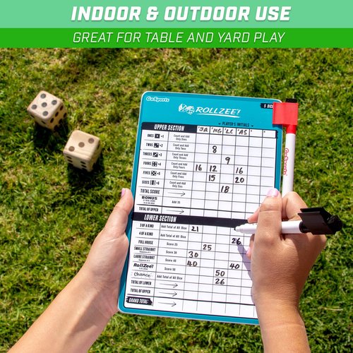 GoSports Dry Erase Rollzee and Farkle Scoreboard - Giant Size with 2 Pens