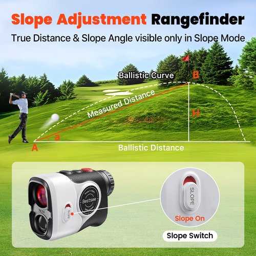 Bestsee Golf Laser Rangefinder with Slope, 1500Y Range Finder, 0.3s Flagpole Locking Vibration, 7X Magnification, Magnet Stripe, 85% Transmission Lens for Golfing/Hunting, Golf Accessories for Men
