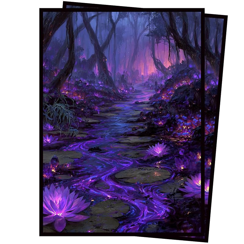 Black MTG Card Sleeves 104+4 Full Art Panoramic Lands, Premium Matte