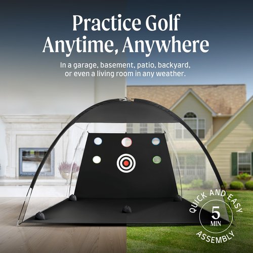 FORIXO Golf Practice Net | Large 10x7 ft Golf Driving Net w/Extra Target Cloth, Tee, 5 Balls, Mat, Sandbags; Durable 420D Oxford + Nylon Golfnet w/Up to 5 Pockets for Driving Chipping Training Swing