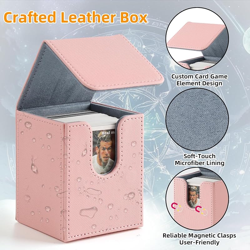 GERMUN Card Deck Box 120+ Sleeved Cards Pink – MTG Commander Storage Case with Magnetic Closure (Variation: 110+ Pink)