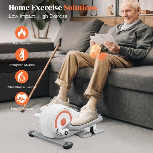 Under Desk Elliptical Machine, Electric Ellipse Leg Exerciser as Seen on TV for Seniors with 8 Adjustable Speeds, Quiet & Portable (White)