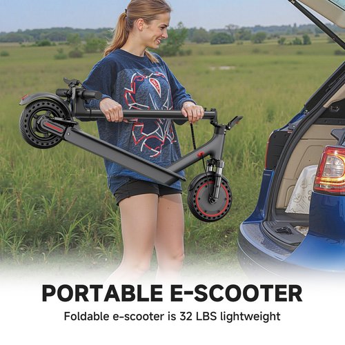 XUG Electric Scooter for Adults with Dual Suspension System - 8.5"/10" Solid Tires, 350W/500W Brushless Motor, 16/19/22 Mph, 19-23 Miles Range, Double Braking Folding Fast E-Scooter, App Control